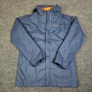 Columbia Watertight Waterproof Rain Jacket Youth Boy's L Omni-Tech Blue Full Zip